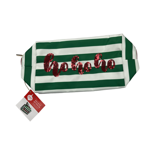 Makeup Bag By Clothes Mentor In Green & White, Size:Large