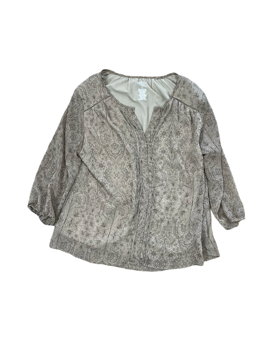 Top 3/4 Sleeve By St Johns Bay In Tan, Size:Mp