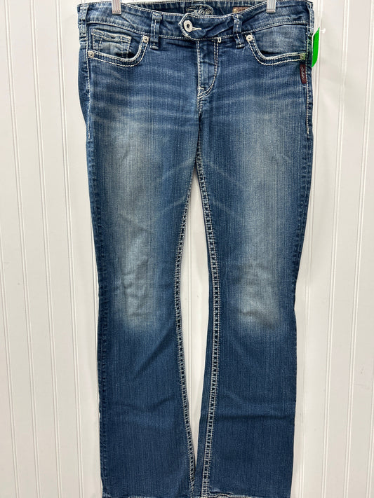 Jeans Boot Cut By Silver In Blue Denim, Size:12