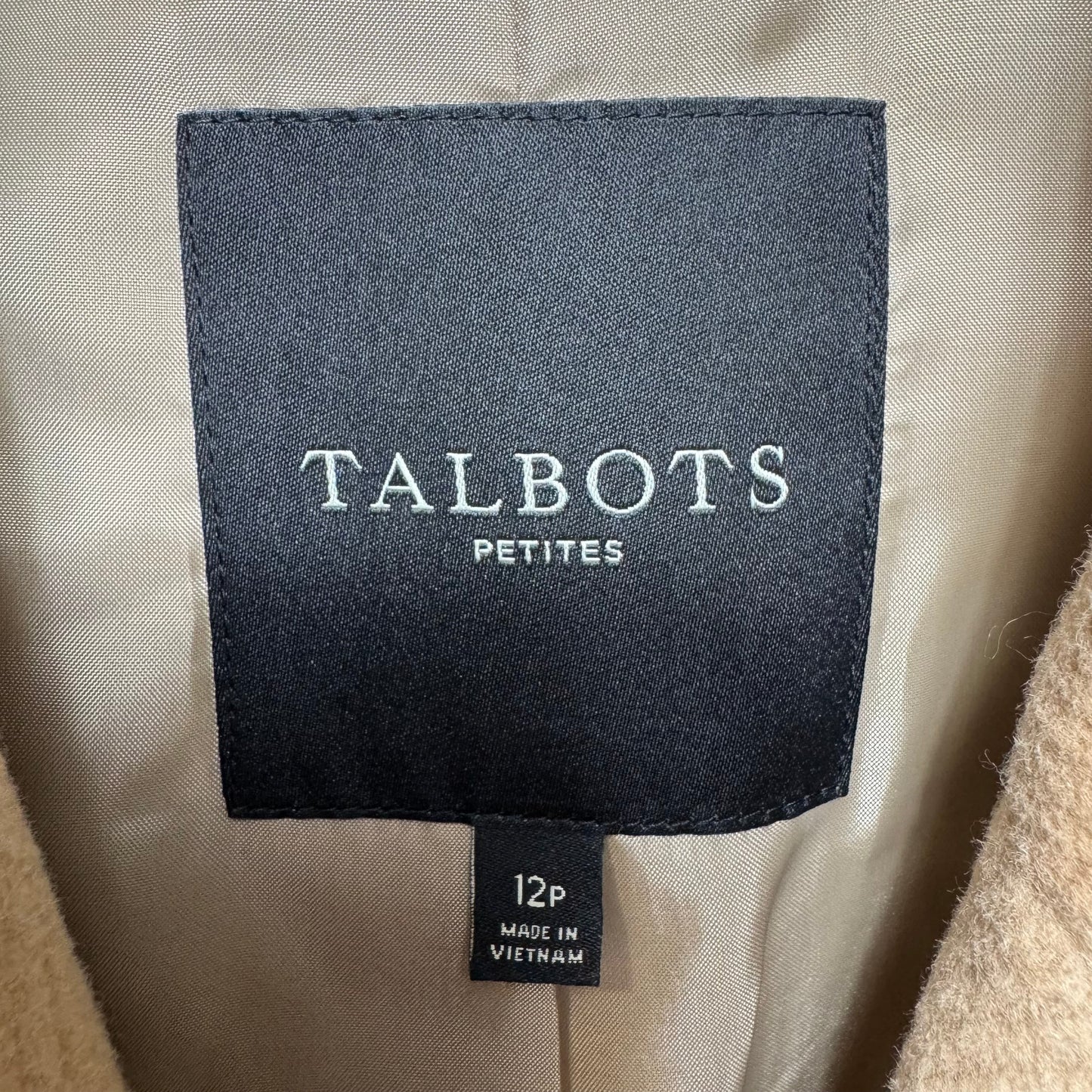 Coat Wool Blend By Talbots In Black & Tan, Size: 12p