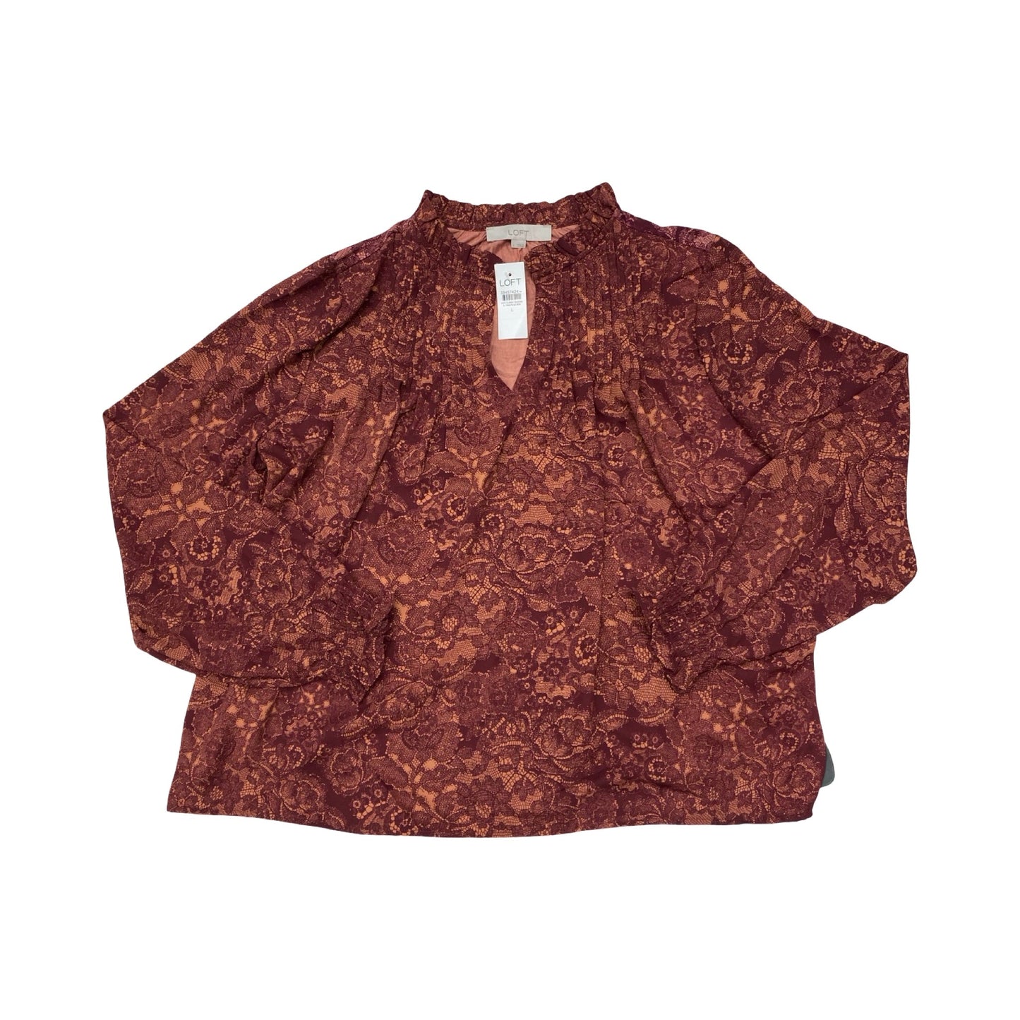 Top Ls By Loft In Orange & Red, Size:L