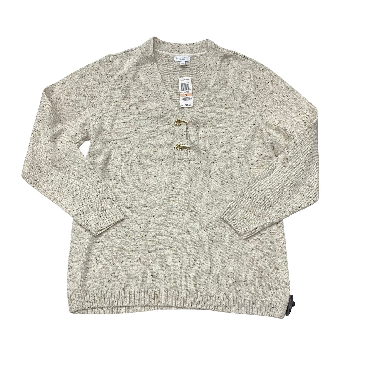 Sweater By Charter Club In Beige, Size:2X