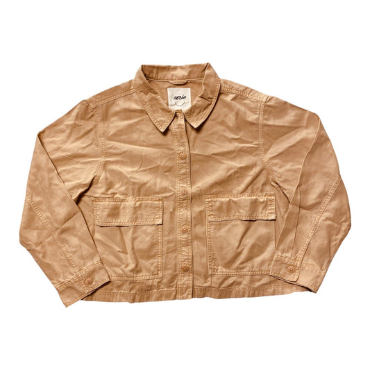 Jacket Shirt By Aerie In Tan, Size:L