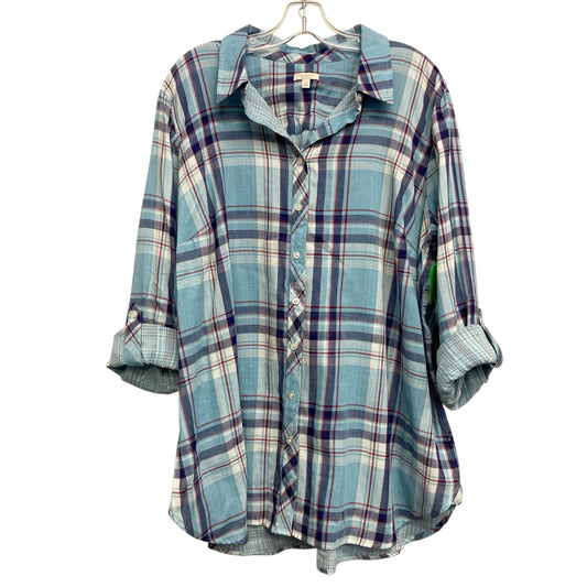 Top Ls By Talbots In Plaid Pattern, Size:2X