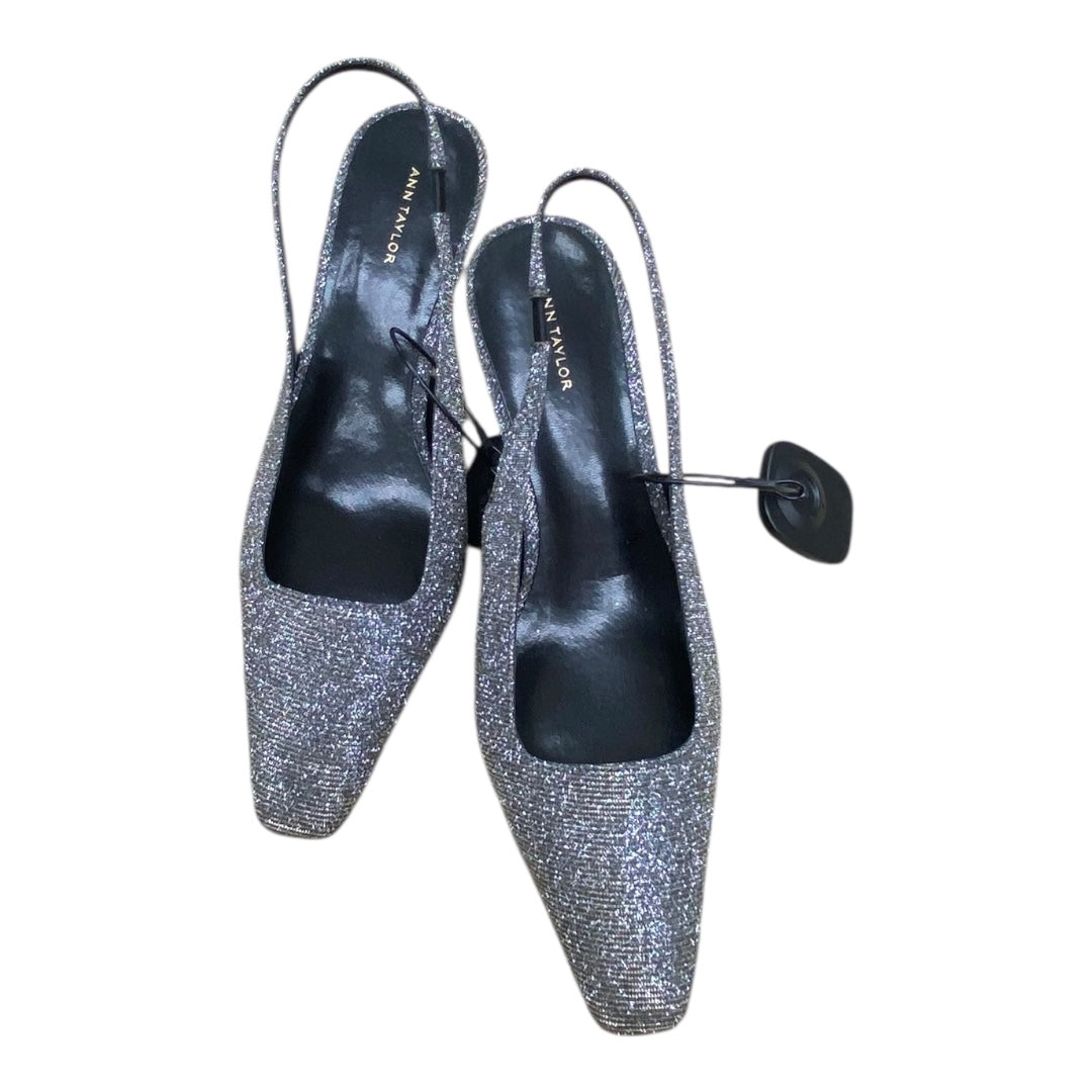 Shoes Heels Kitten By Ann Taylor In Silver, Size:8.5