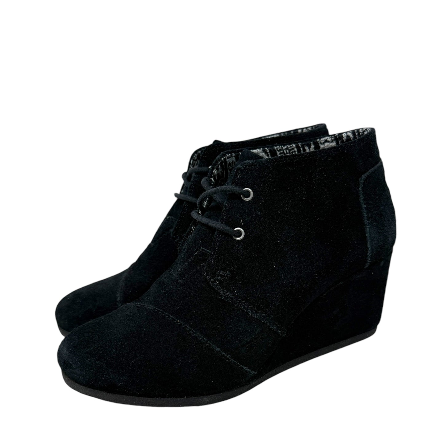 Desert Wedge Suede Booties By Toms In Black, Size: 8.5