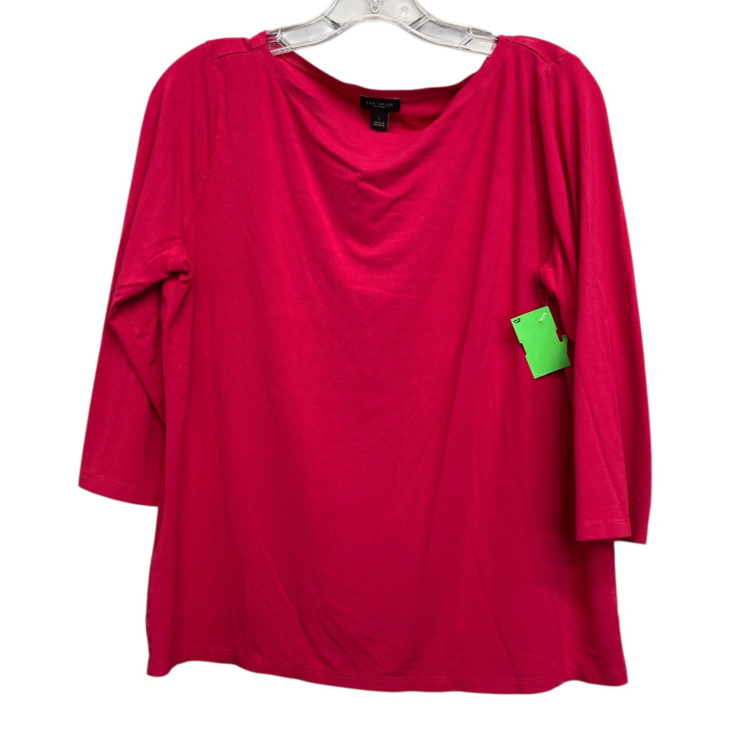 Top 3/4 Sleeve Basic By Ann Taylor In Pink, Size:L