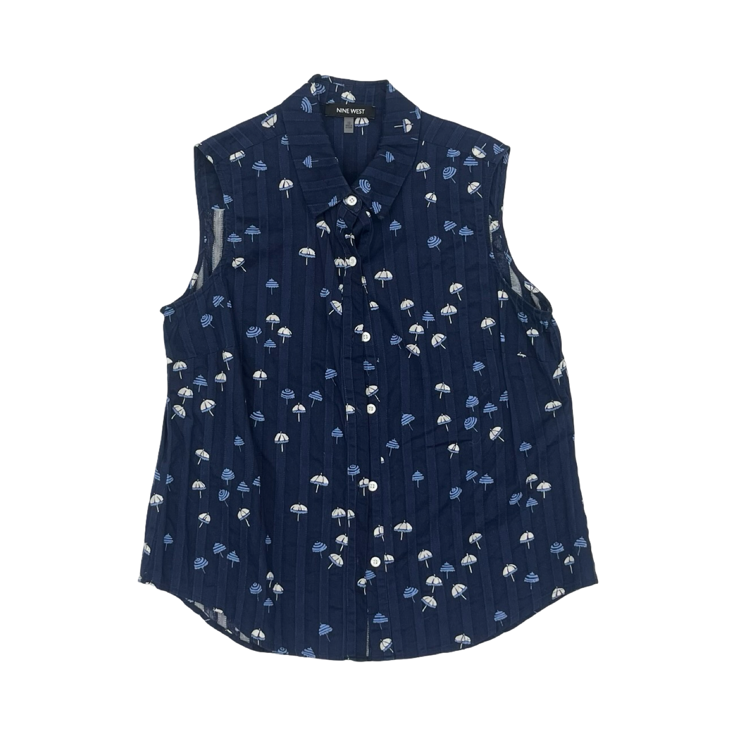 Blouse Sleeveless By Nine West Apparel In Blue, Size:L