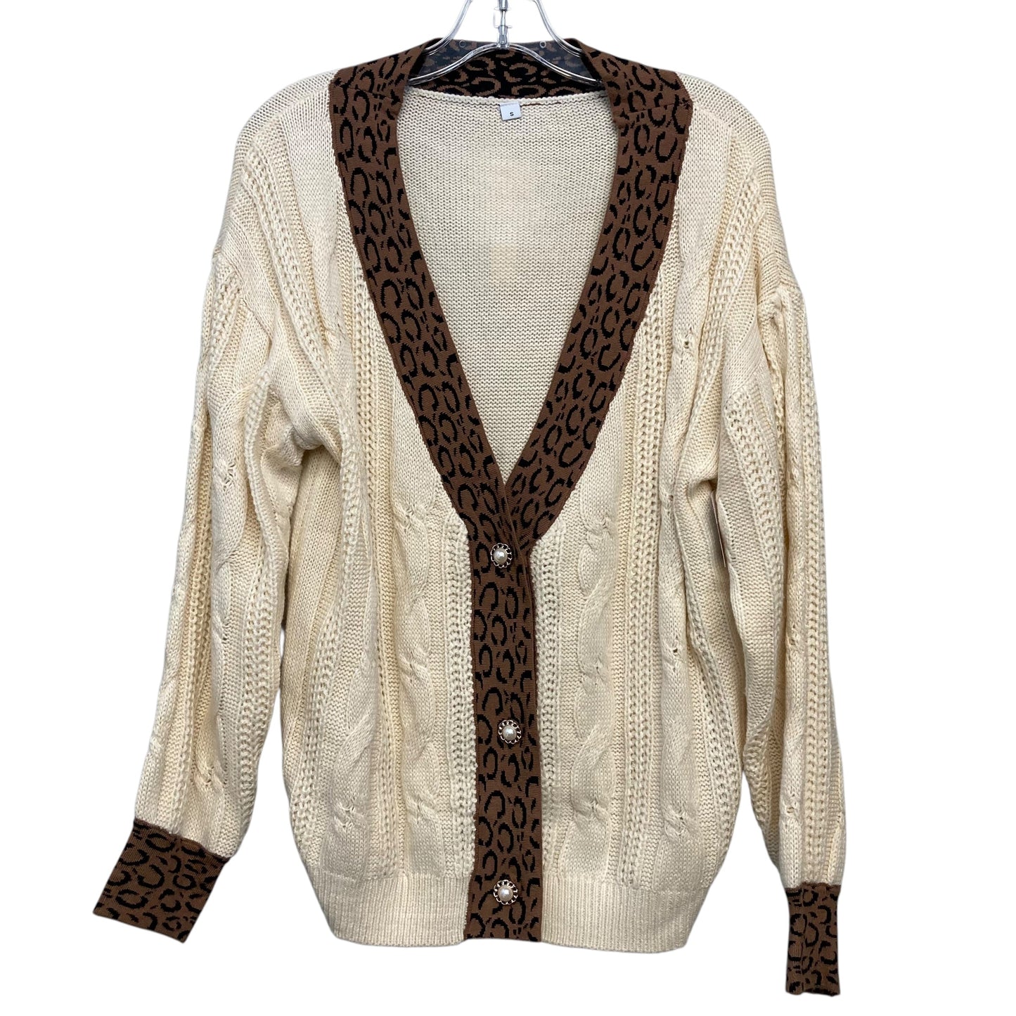 Sweater Cardigan In Ivory, Size:S