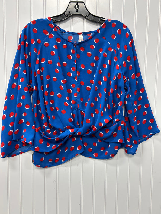 Blouse Ls By Cmc In Blue & Red, Size:S