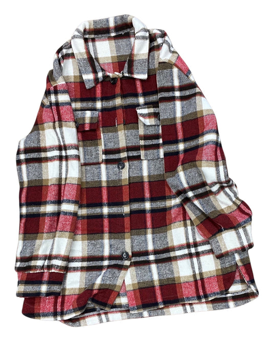 Jacket Shirt By Clothes Mentor In Red & White, Size:Xl