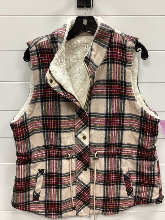 Vest Faux Fur & Sherpa By Maurices In Plaid Pattern, Size:1X