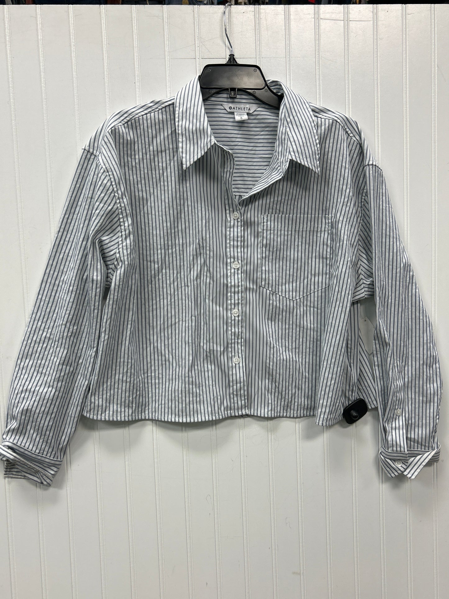 Blouse Ls By Athleta In Striped Pattern, Size:L