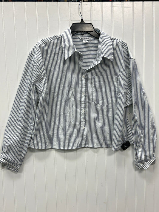 Blouse Ls By Athleta In Striped Pattern, Size:L