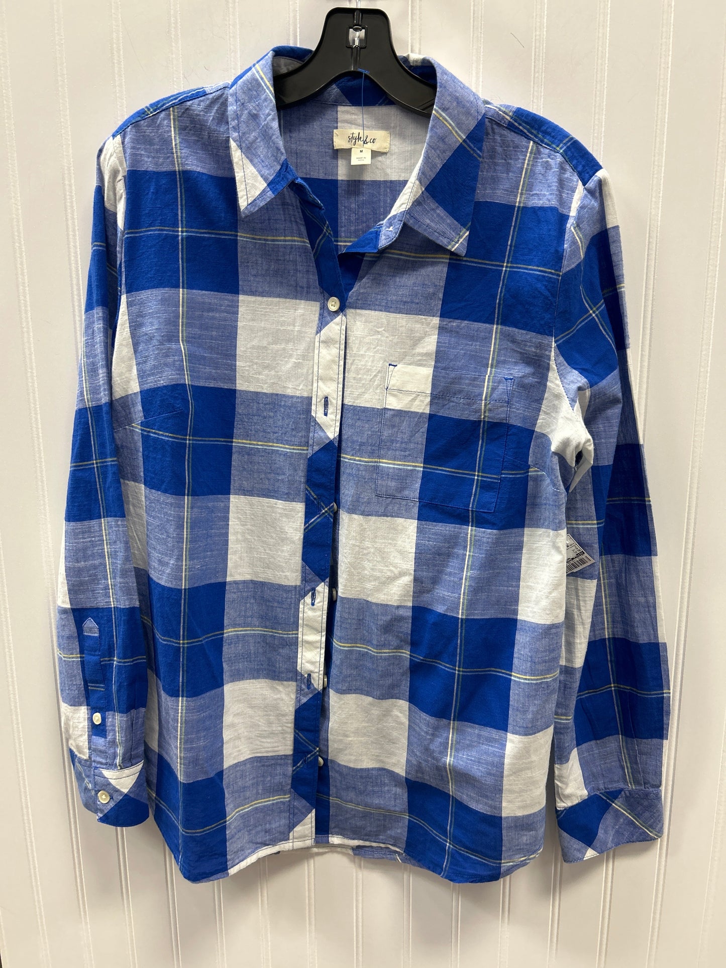 Blouse Ls By Style And Co Collection Women In Blue, Size:M