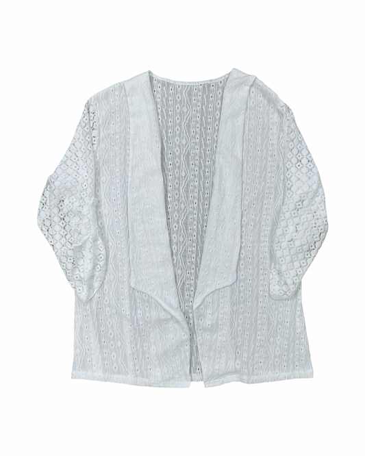 Cardigan By Clothes Mentor In White, Size:1X