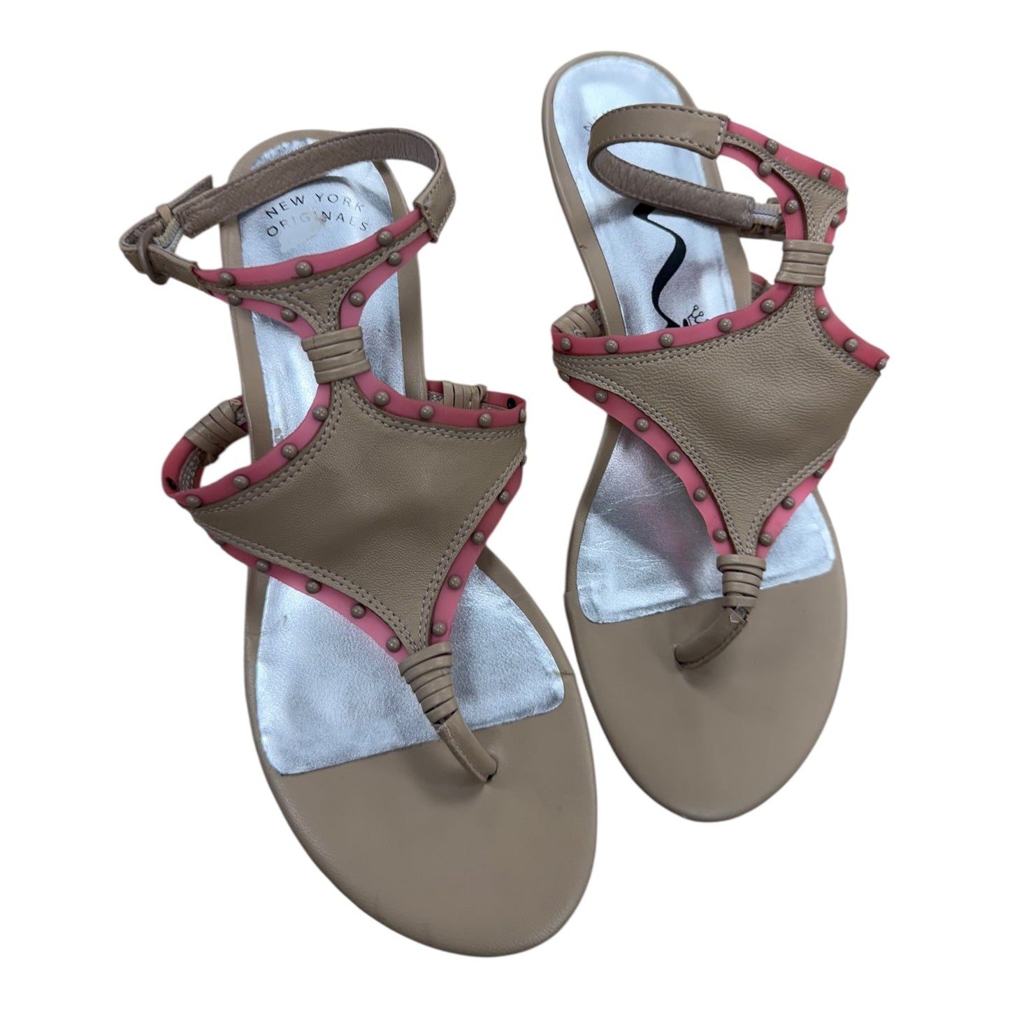 Sandals Heels Wedge By Nina In Pink & Tan, Size:7.5