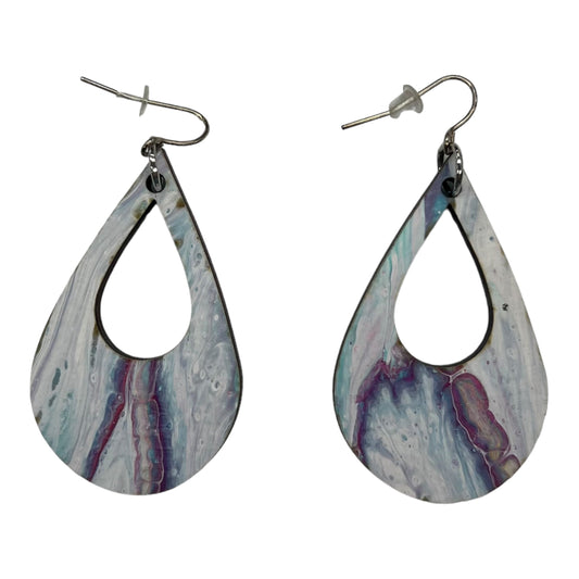 PURPLE & WHITE EARRINGS DANGLE/DROP by CMF