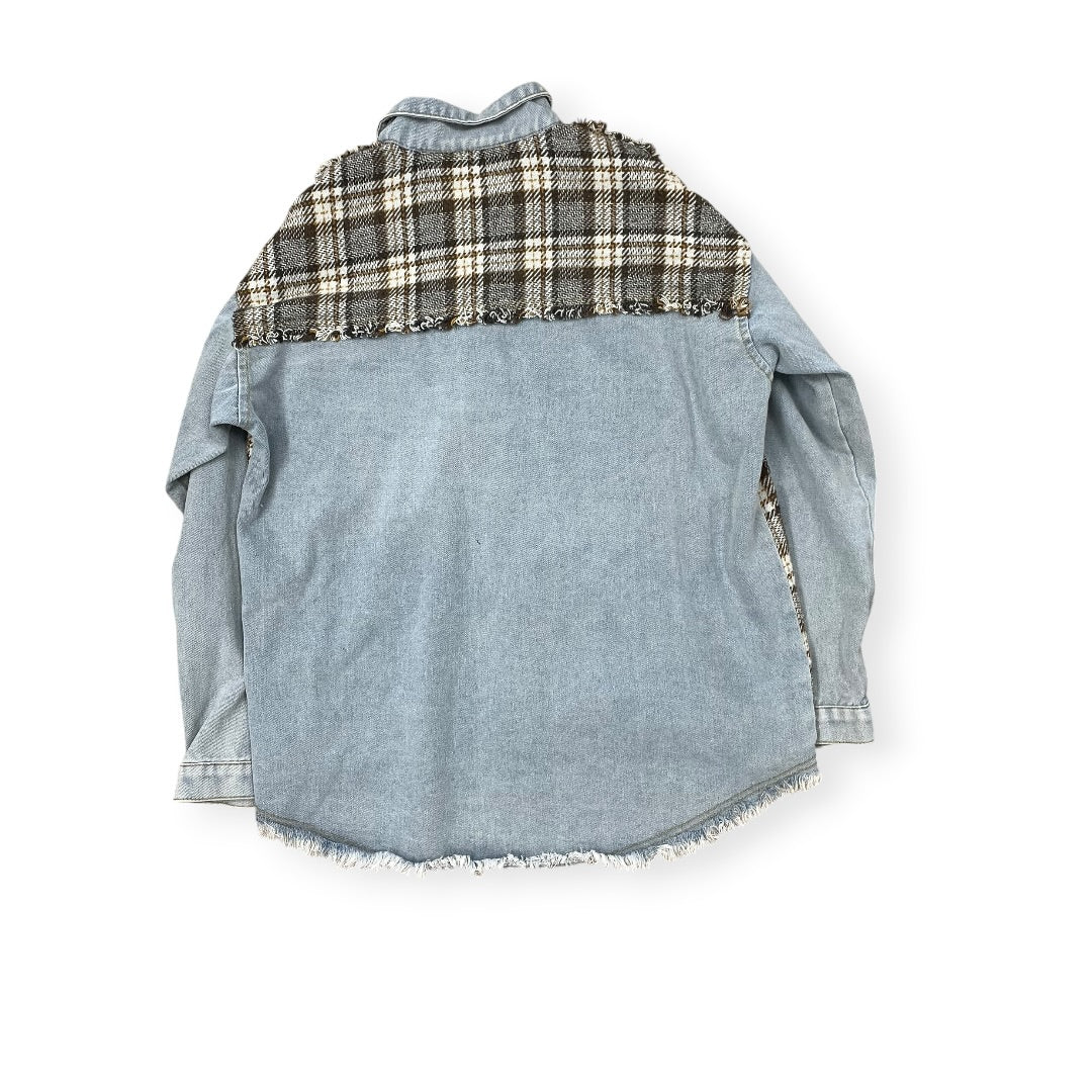 Jacket Denim By Clothes Mentor In Blue & Brown, Size:M