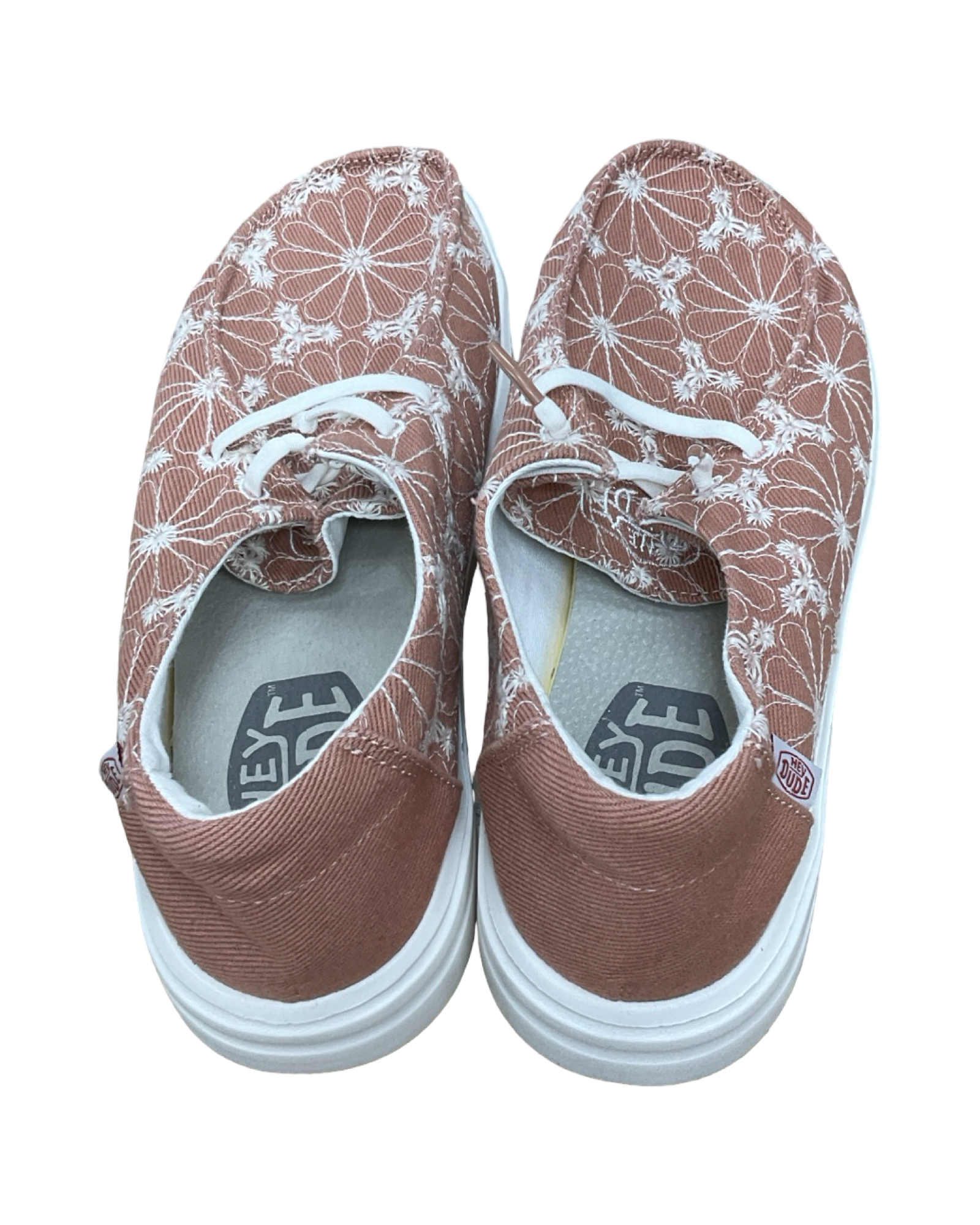 Shoes Sneakers By Hey Dude In Orange & White, Size:9