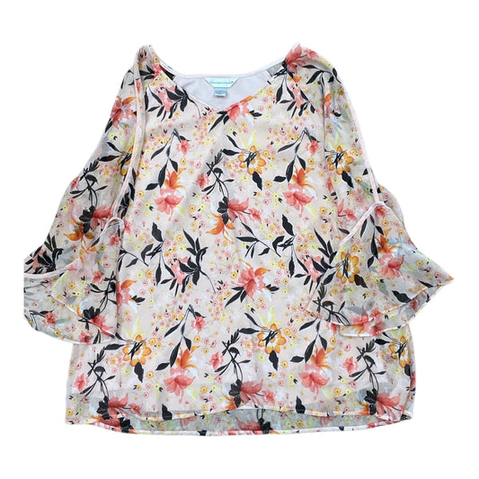 Top 3/4 Sleeve By Christopher And Banks In Peach, Size:Xl