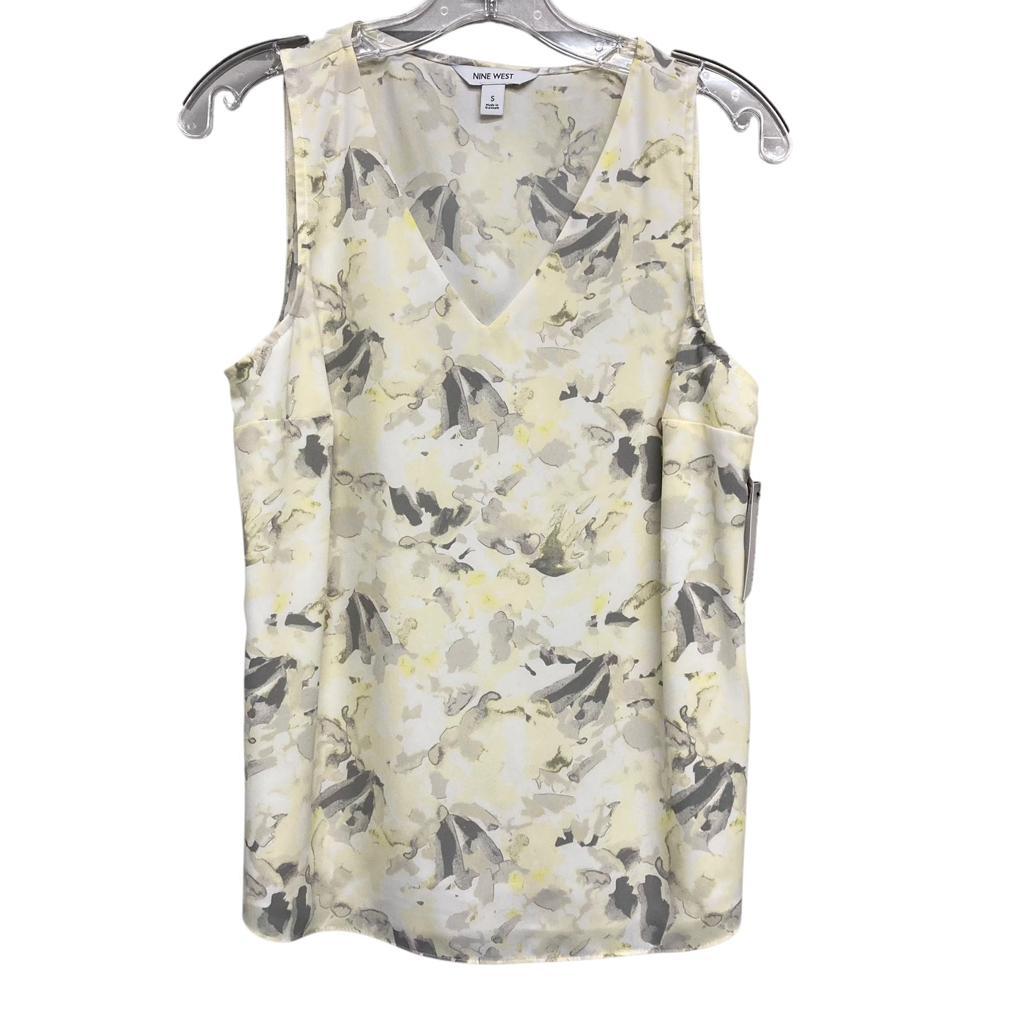 Top Sleeveless By Nine West In Grey & Yellow, Size:S