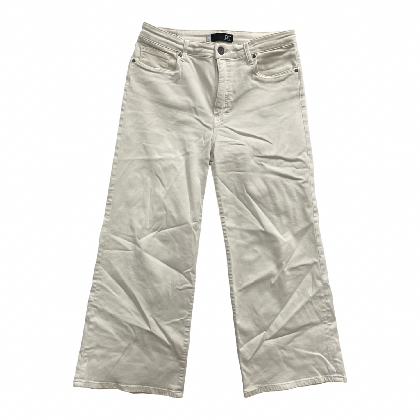 Jeans Wide Leg By Kut In Cream Denim, Size:10