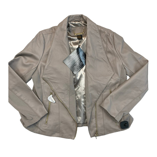 Jacket Leather By Iman In Taupe, Size:Xl