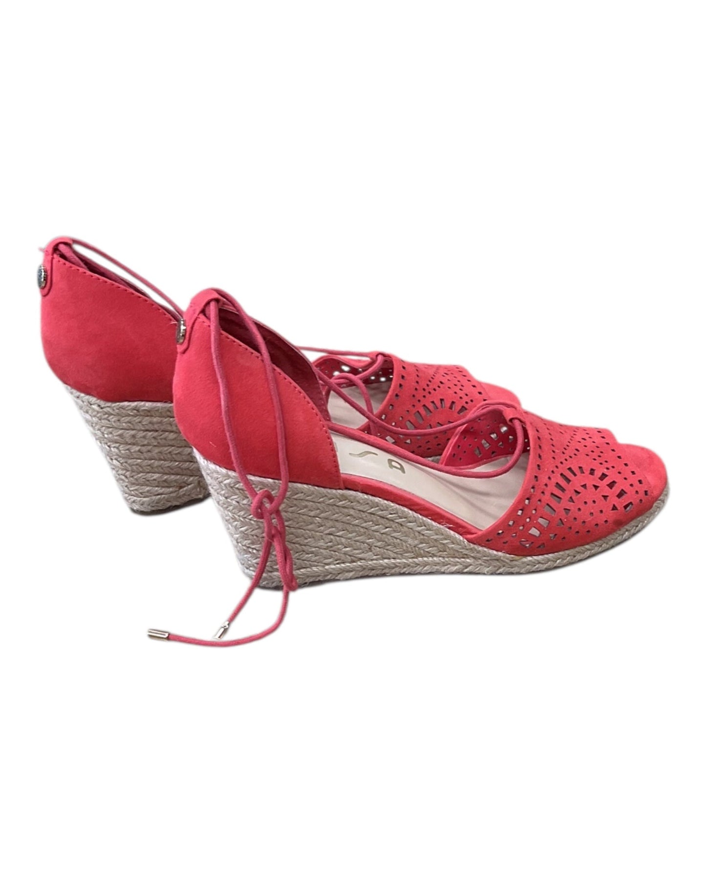 Sandals Heels Block By Unisa In Red, Size:7.5
