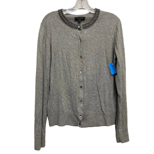 Sweater Cardigan By Ann Taylor In Grey, Size:L