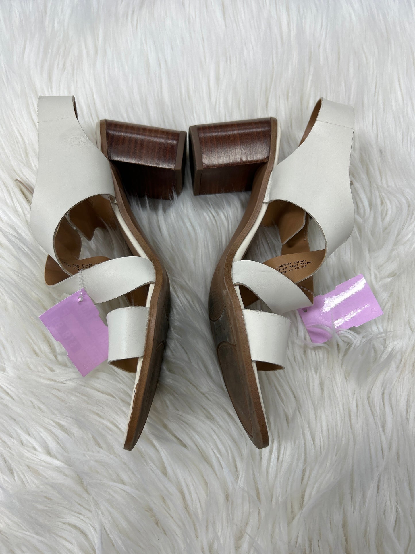 Sandals Heels Block By Franco Sarto In Cream, Size:9.5