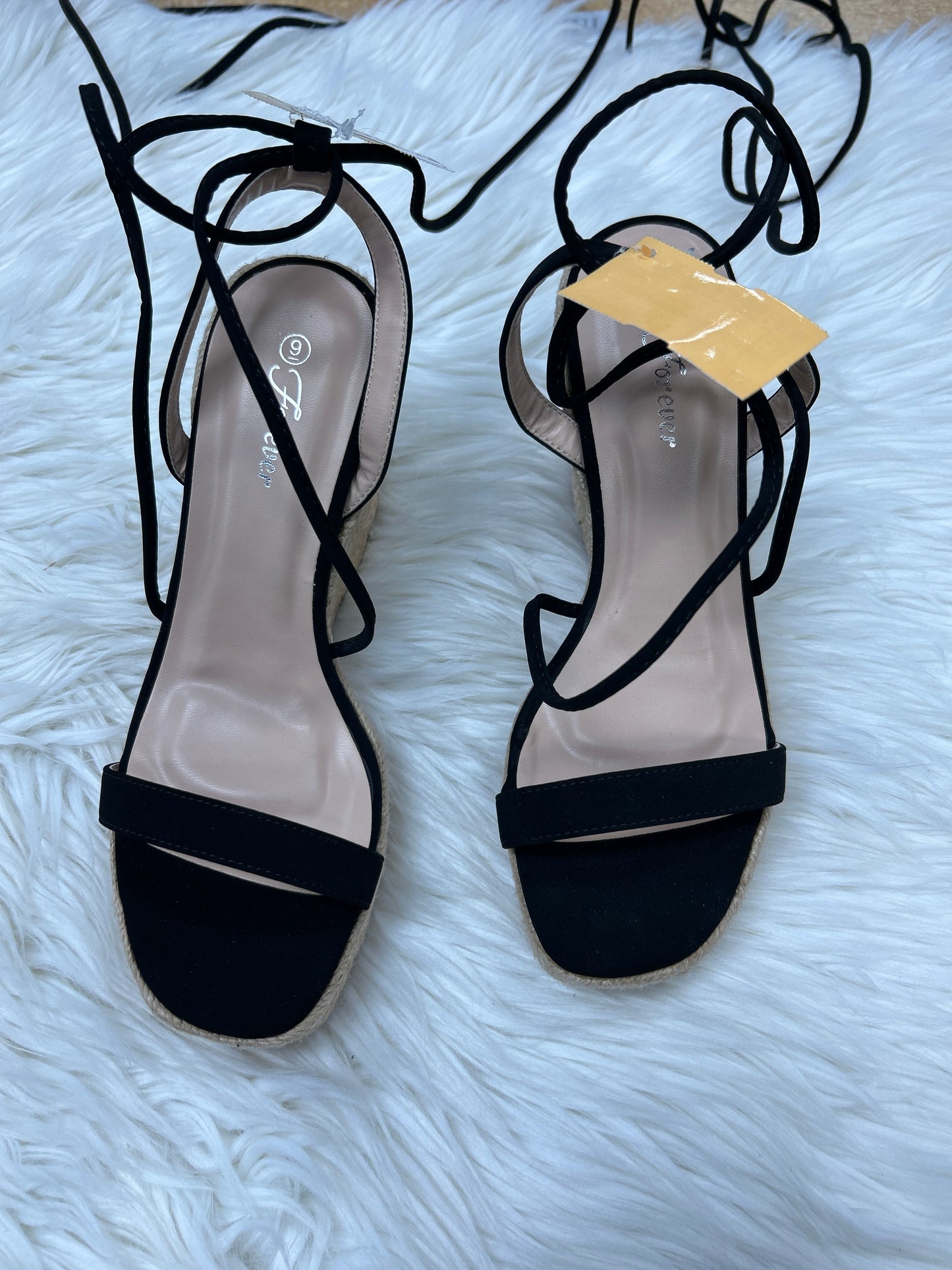 Sandals Heels Wedge By Forever In Black, Size:9