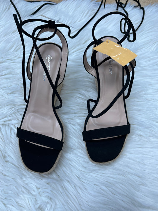 Sandals Heels Wedge By Forever In Black, Size:9