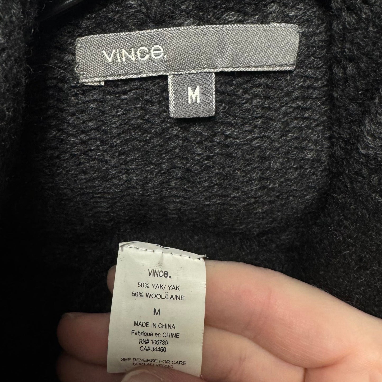 Yak & Wool Sweater Cardigan By Vince In Grey, Size: M