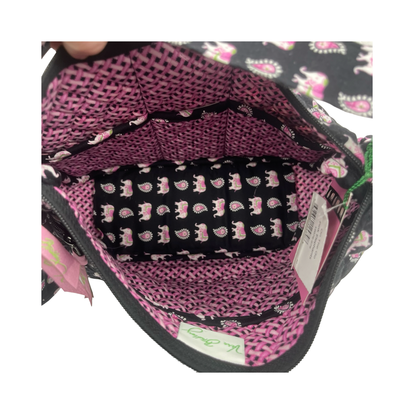 Handbag By Vera Bradley In Black & Pink, Size:Medium