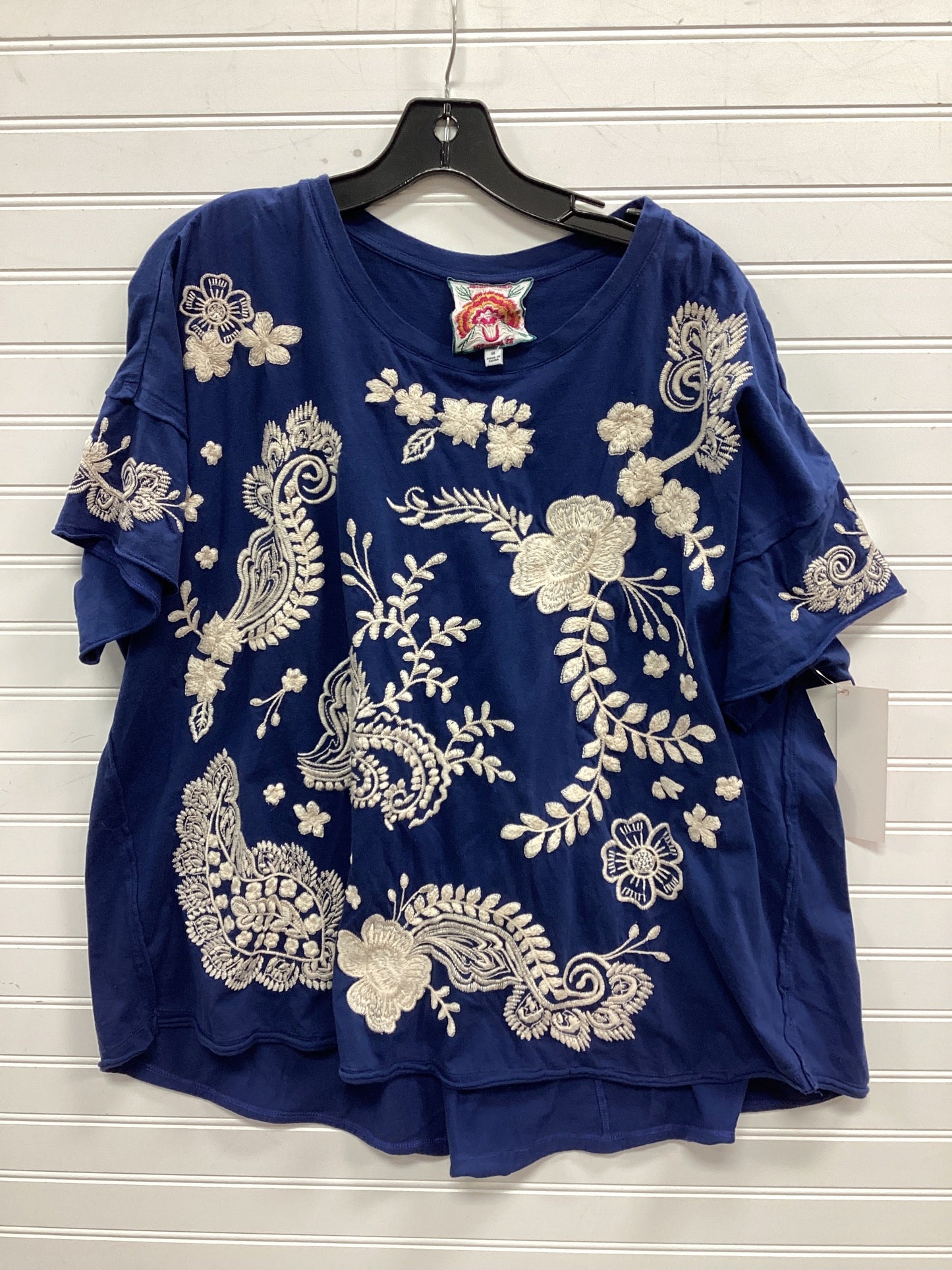 Top Ss By Johnny Was In Navy, Size:1X