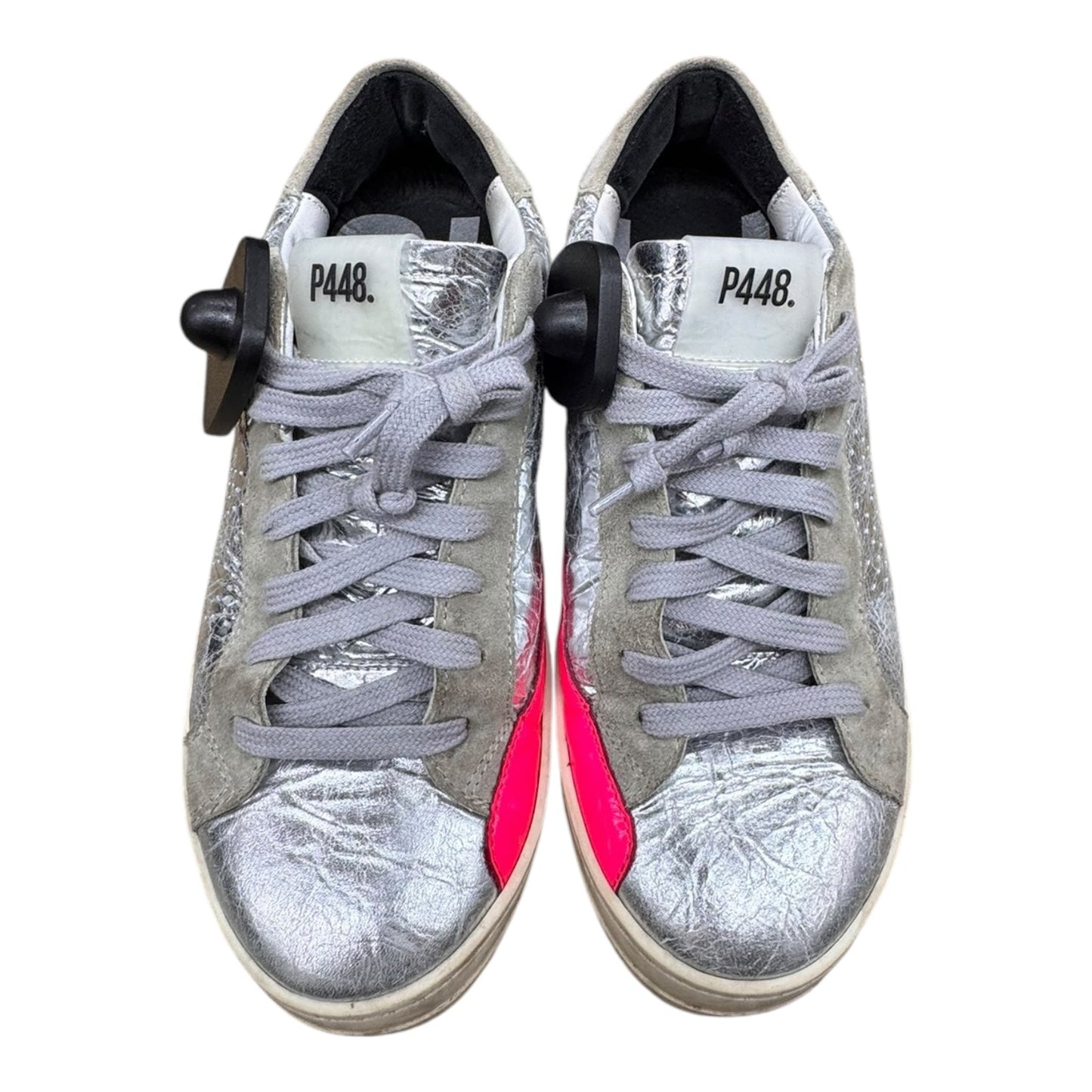 Shoes Sneakers By P448 In Pink & Silver, Size:6.5