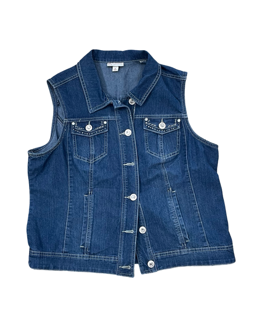 Vest Other By Dressbarn In Blue Denim, Size:Xl