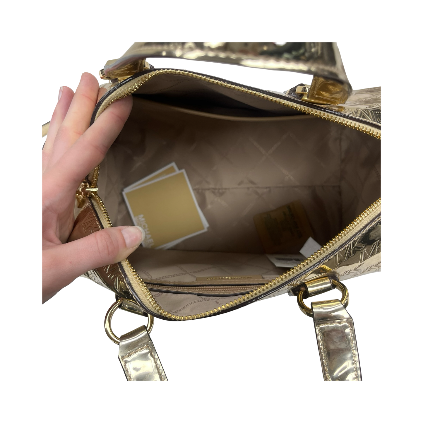 Handbag Designer By Michael Kors In Gold, Size:Large