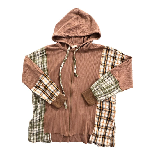 Sweatshirt Hoodie By Hem & Thread In Brown & Green, Size:M