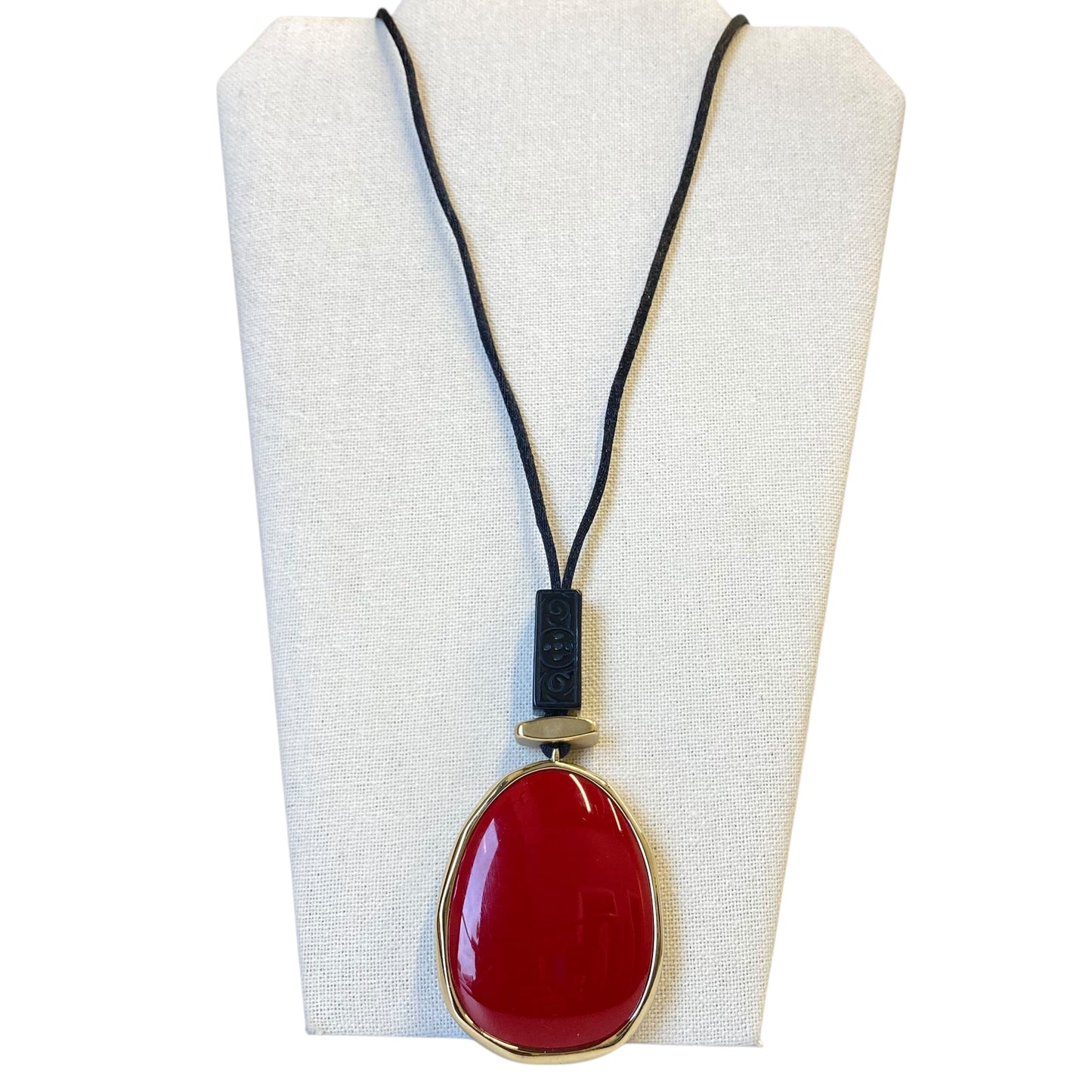 Necklace Pendant By Chicos In Black & Red