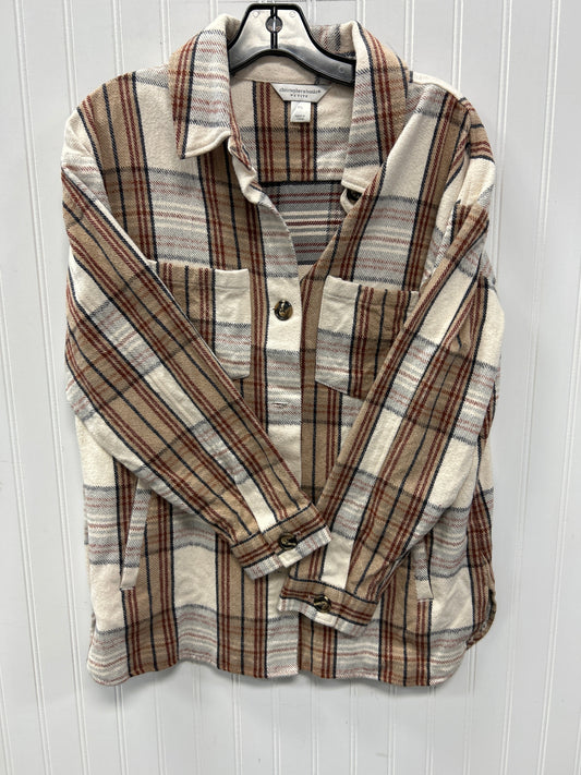 Jacket Fleece By Christopher And Banks In Plaid Pattern, Size: Large petite