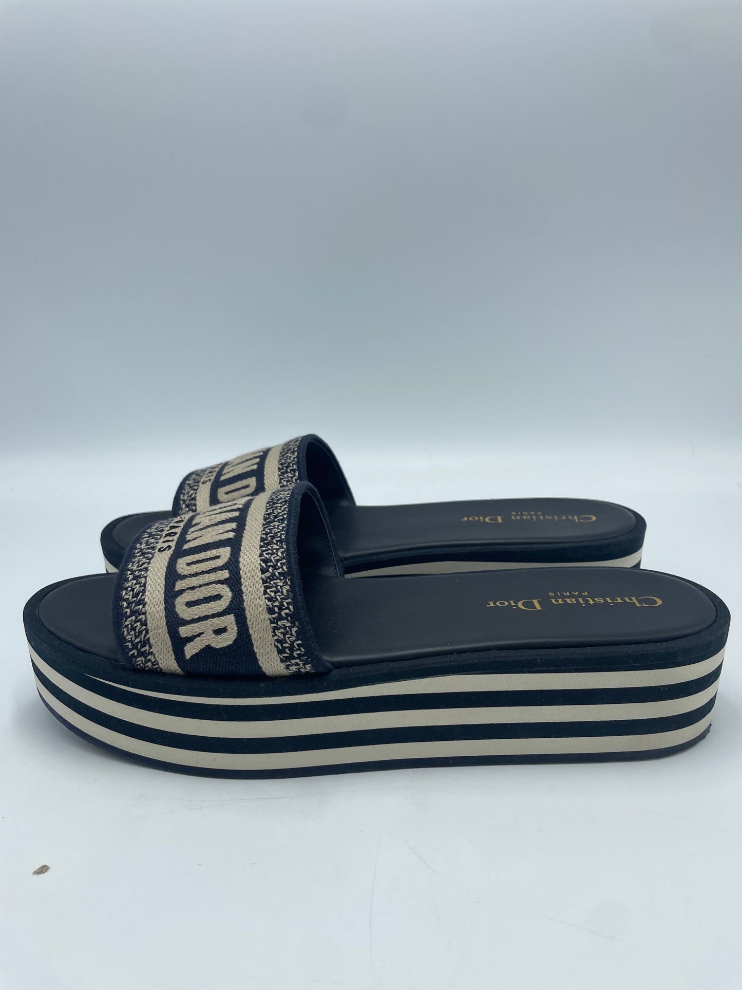 Christian Dior Dway Platform Designer Luxury Slides, Size: 8