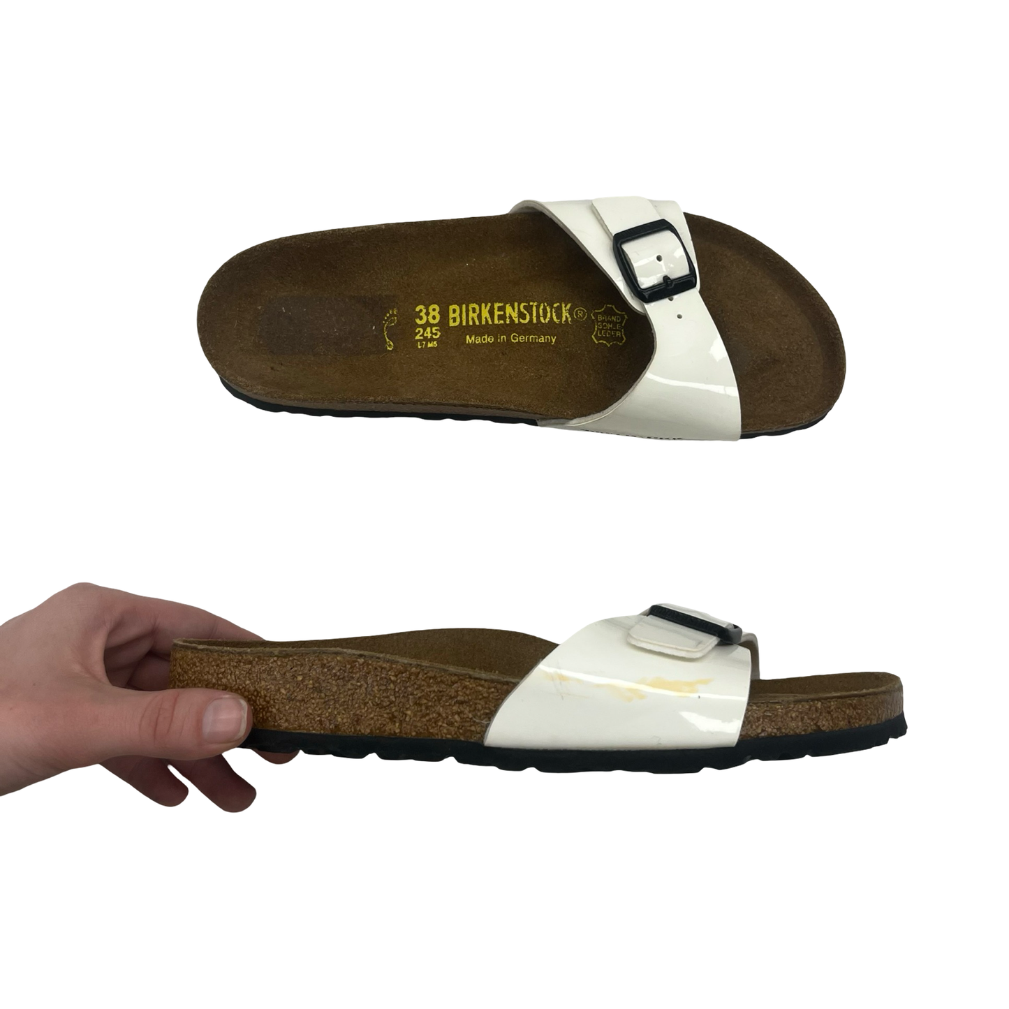 Sandals Flats By Birkenstock In Cream, Size:7