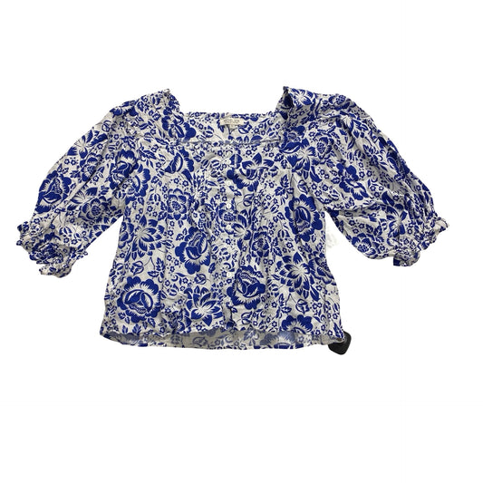 Top 3/4 Sleeve By Rachel Zoe In Blue & White, Size:L