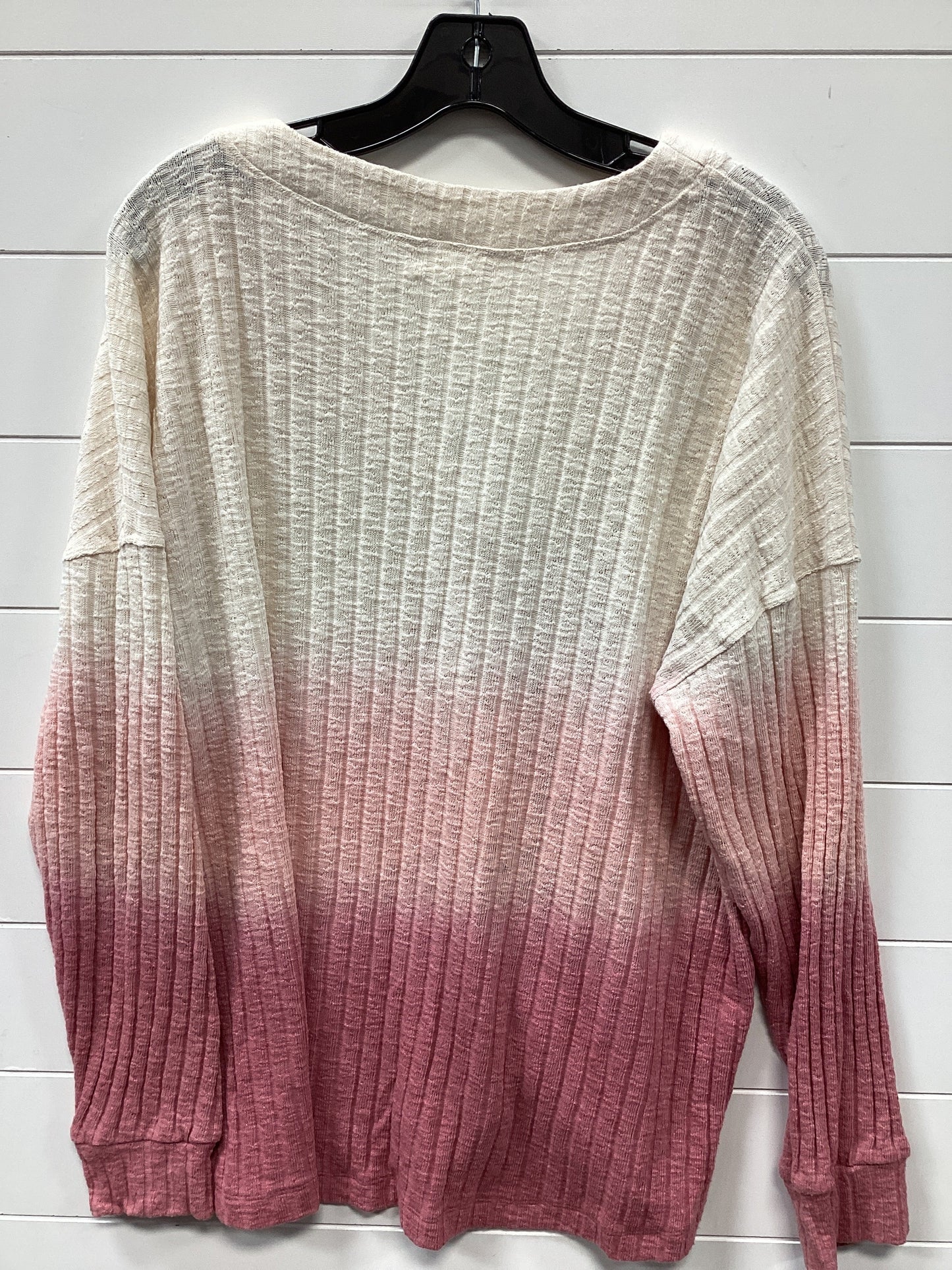 Top Ls By Maurices In Pink & White, Size:1X