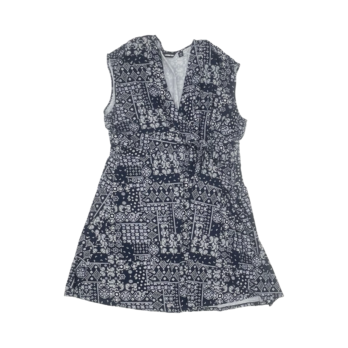 Dress Casual Midi By Lands End In Blue & White, Size:3X