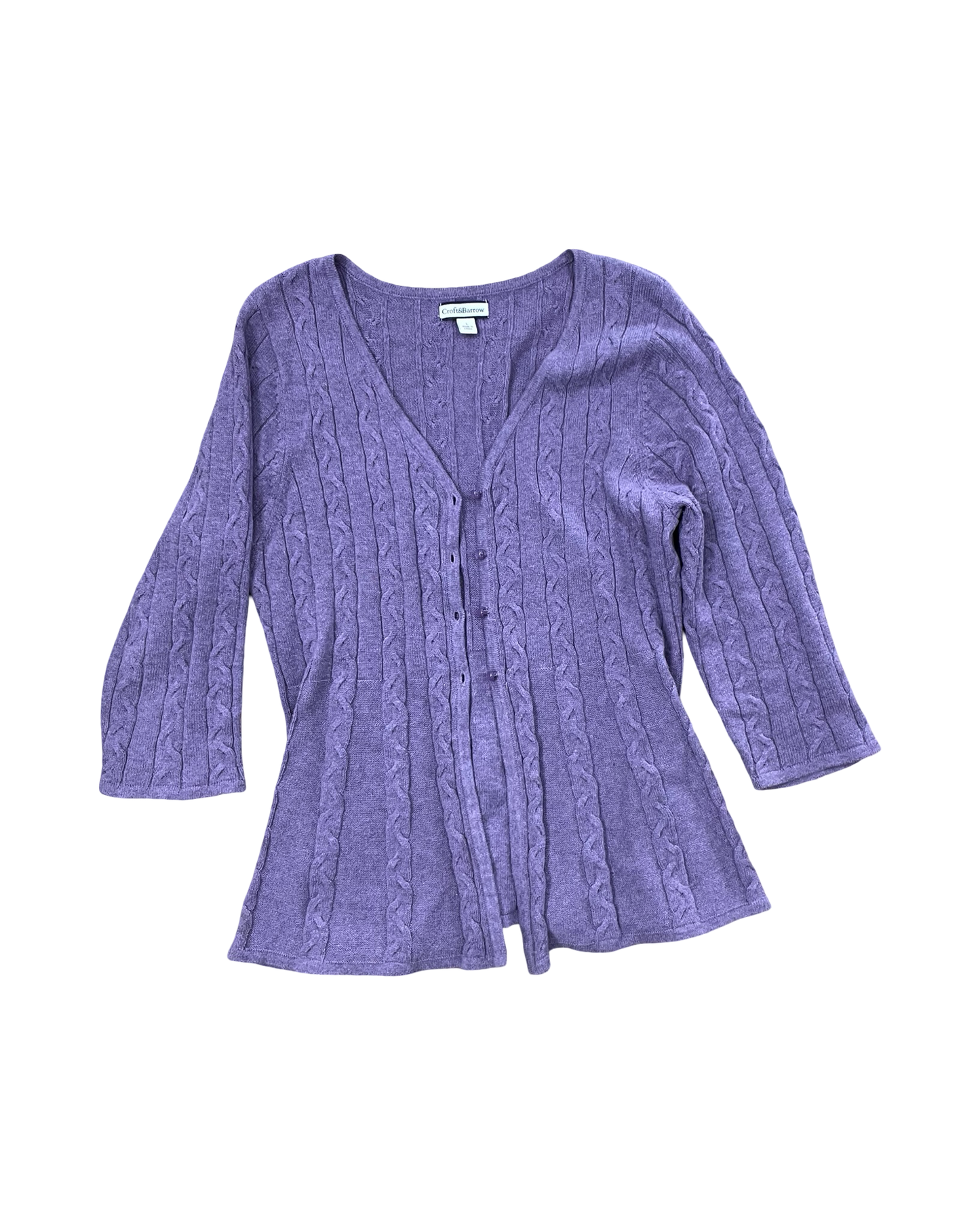 Cardigan By Croft And Barrow In Purple, Size:L