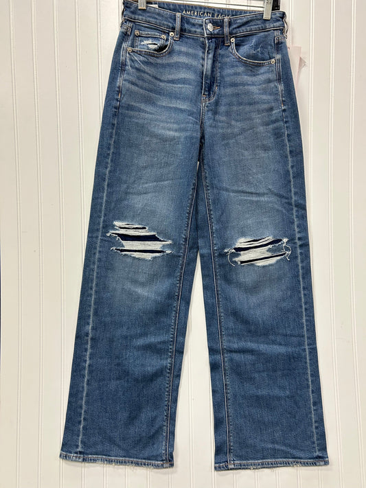 Jeans Wide Leg By American Eagle In Blue Denim, Size:4