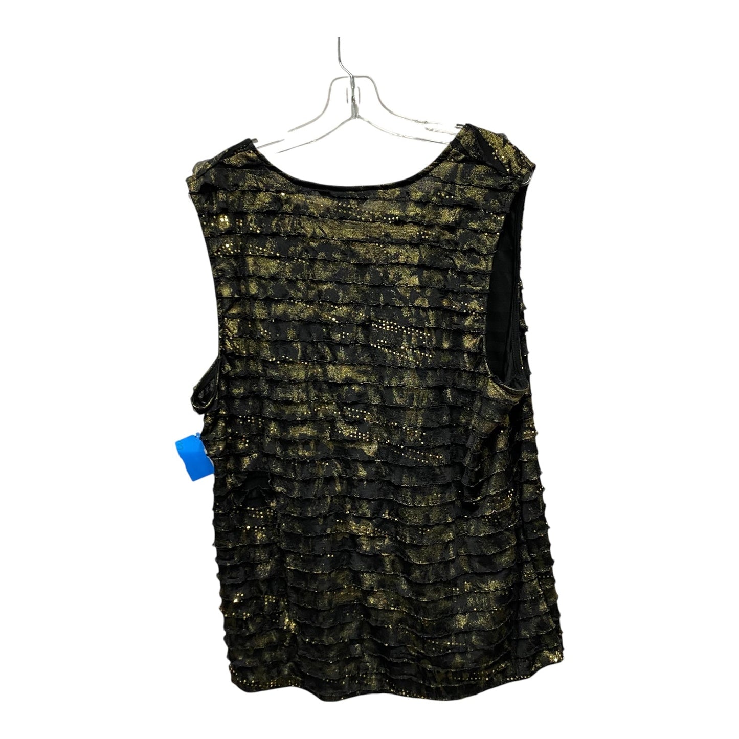 Top Sleeveless By Cj Banks In Black & Gold, Size:1X